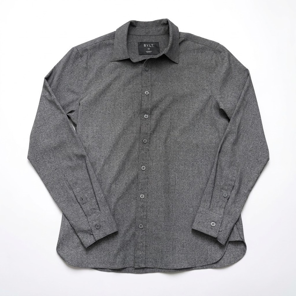 BYLT Premium Basics Vista Long Sleeve Button Down Shirt Gray Heather Mens Small